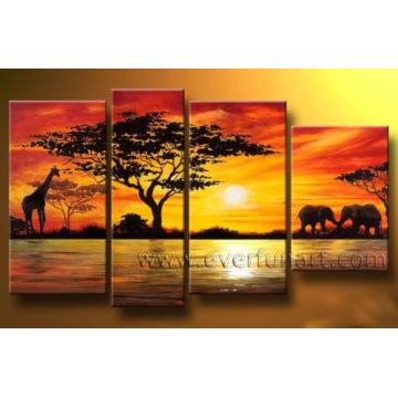 Modern Handmade Africa Landscape Painting on Canvas for Decor (AR-041)